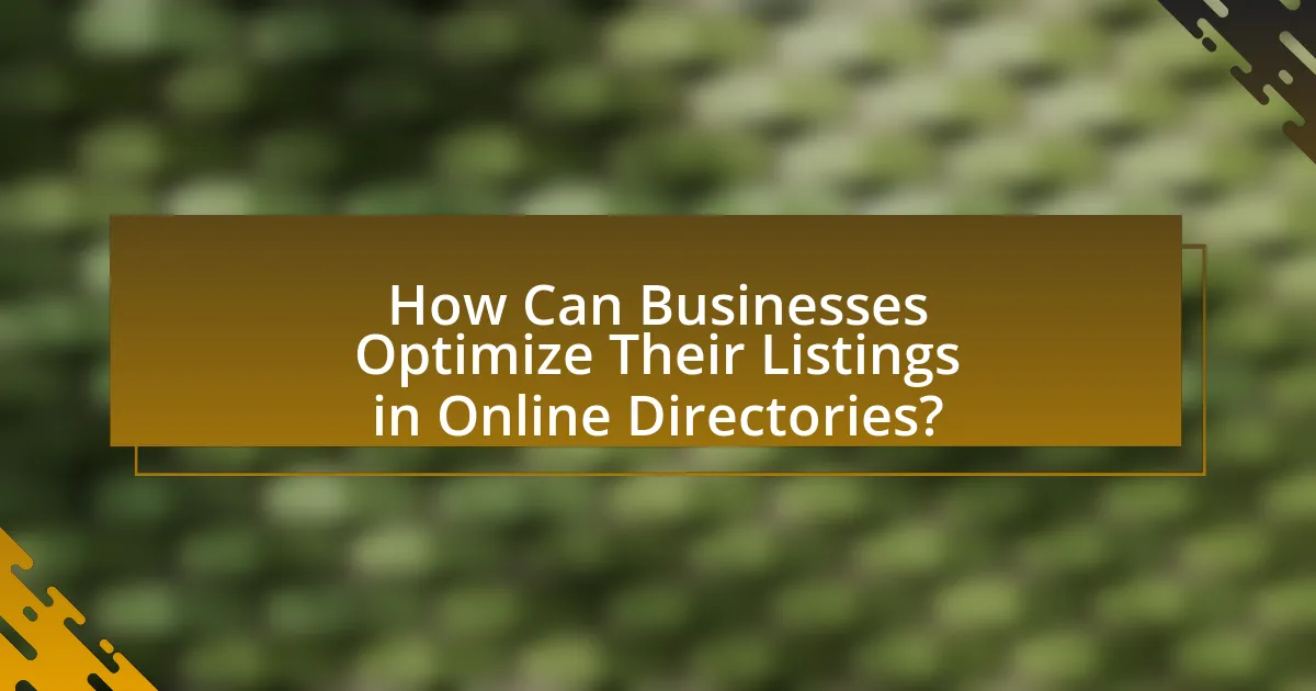 How Can Businesses Optimize Their Listings in Online Directories?
